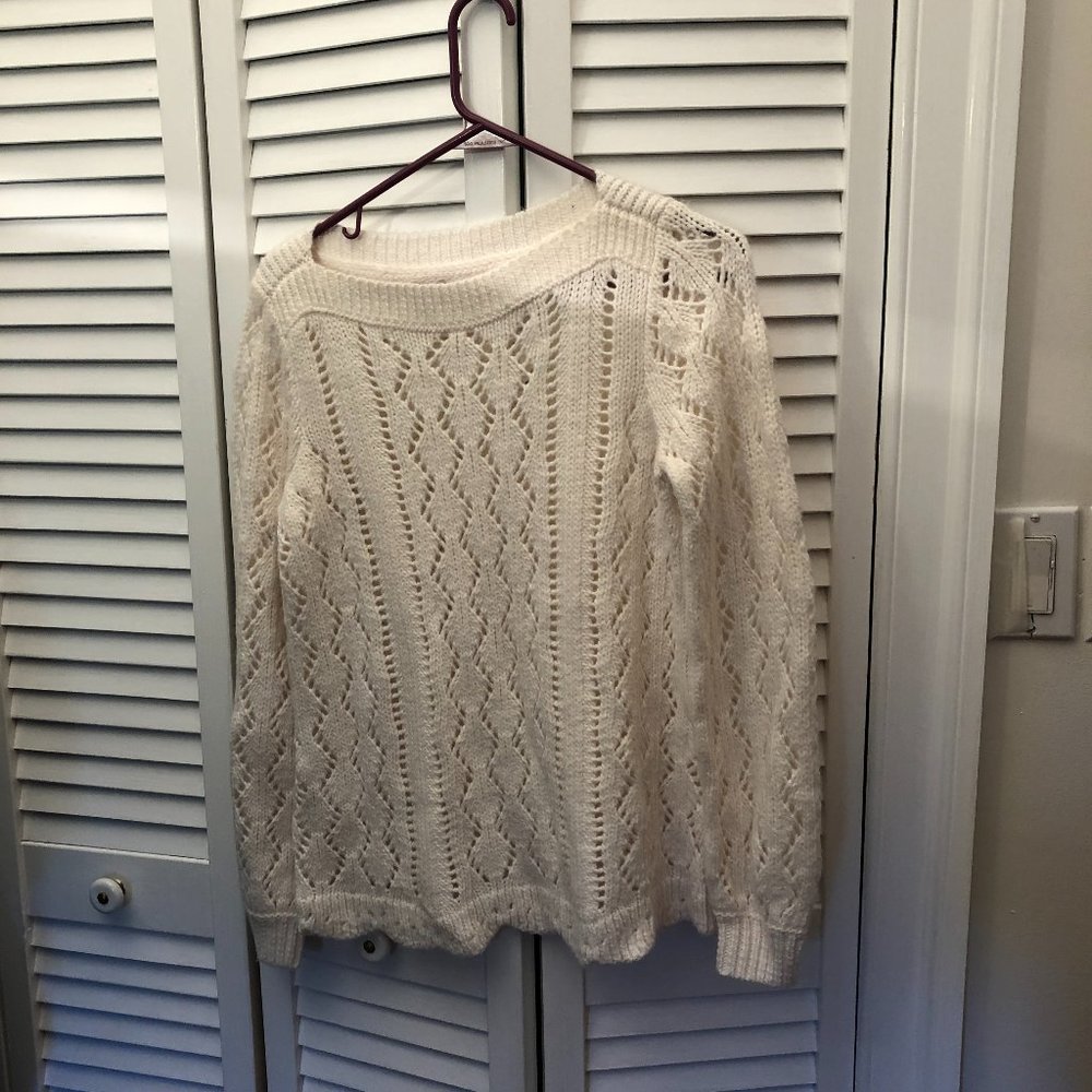 Loft women wool blend cream textured sweater, XS - Picture 1 of 6